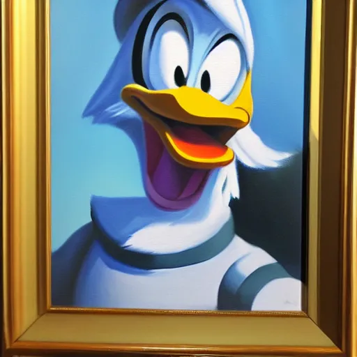 Prompt: donald duck, oil painting