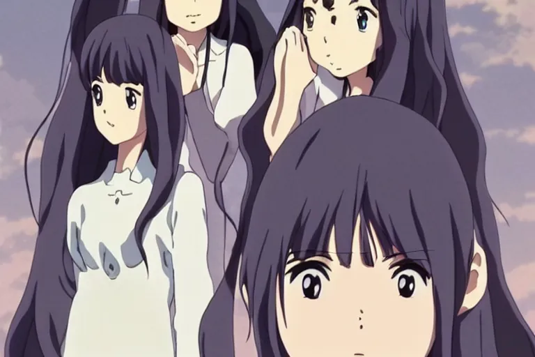 Prompt: pretty!!!! anime women with symmetric!!!! faces looking disgusted!!!!! at the viewer, by makoto shinkai, studio ghibli