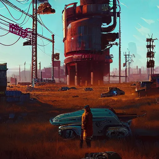 Image similar to cyberpunk wild west, high detail, simon stalenhag