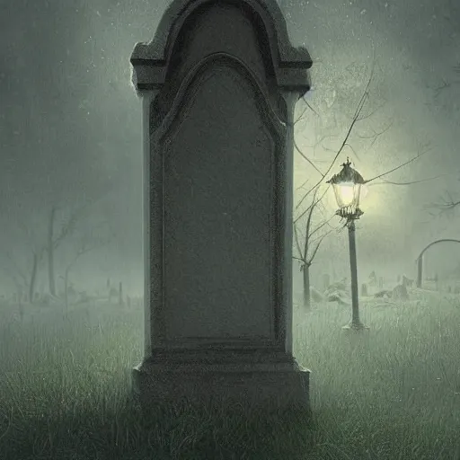 Prompt: a ghost in a graveyard, horror, creepy, mystery, digital art, trending on artstation, by Stephen king and Thomas Kinkade