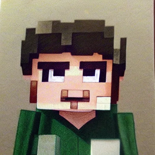 Image similar to realistic pencil drawing of minecraft villager, heh