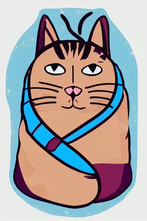 Image similar to Portrait of a cat as a sumo wrestler, sticker, colorful, illustration, highly detailed, simple, smooth and clean vector curves, no jagged lines, vector art, smooth