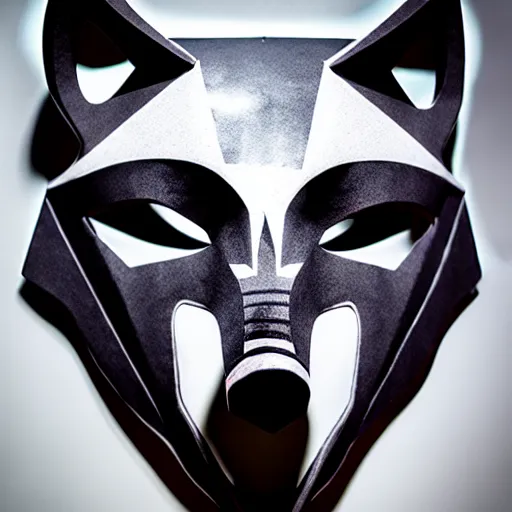 Prompt: mask of wolf, studio photo, lighting