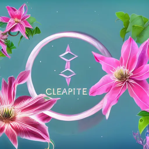 Image similar to clematis theme logo, clematis theme banner, clematis design, clematis in the deep sea, trending on artstation, warm light, lovely and cute, fantasy art, 8 k resolution