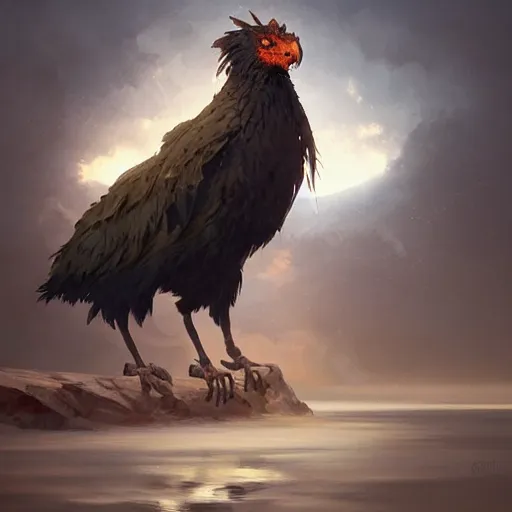 Image similar to digital painting of an elegant but deadly chicogriff, griffin chicogriff hybrid monster, by Greg Rutkowski, trending on artstation, 4k resolution