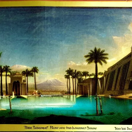 Prompt: The biggest palace ever made, thunderstorm, greek pool, beach and palm trees on the background major arcana sky, by paul delaroche, magazine photo from 2007, hyperrealistic 8k, very detailed