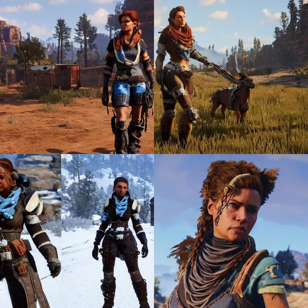 Prompt: Alloy from Horizon Zero Dawn in Red Dead Redemption 2