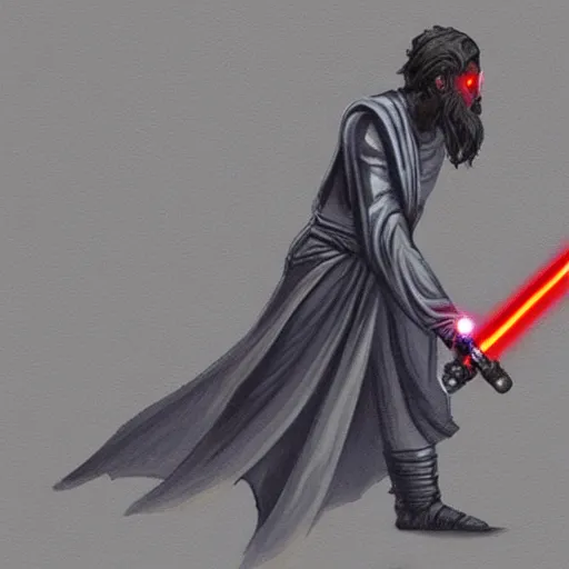 Prompt: Plato wielding a lightsaber in a concept art style