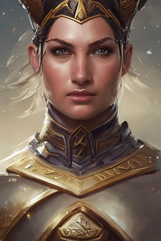 Image similar to amazon valkyrie athena, d & d, fantasy, portrait, highly detailed, headshot, digital painting, trending on artstation, concept art, sharp focus, illustration, art by artgerm and greg rutkowski and magali villeneuve