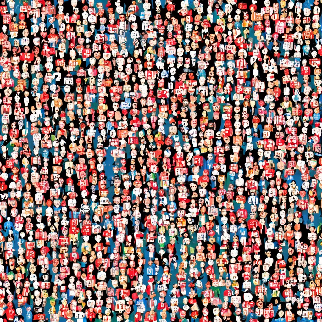 Image similar to a huge puzzle to find where's waldo