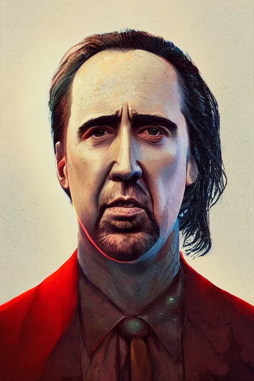 Prompt: Portrait of Nicholas Cage by Simon Stalenhag