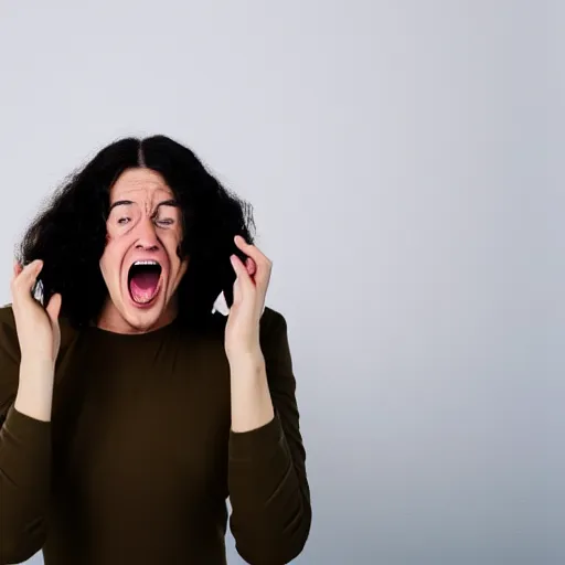 Image similar to first - person photograph of a panicking woman, white space, 4 k, professional photography