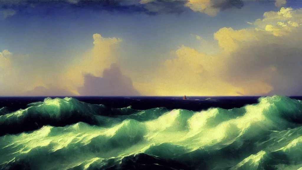 Image similar to ocean waves by ivan aivazovsky, by joaquin sorolla, 4 k resolution