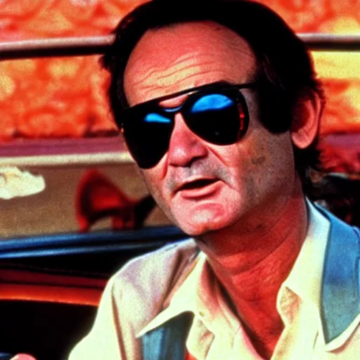 Image similar to bill murray in fear and loathing in las vegas, movie still, promotional shot