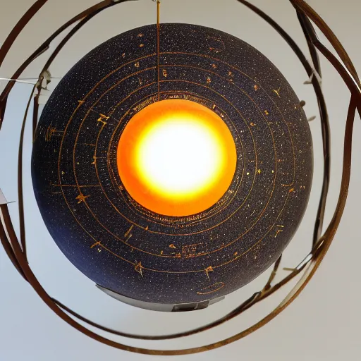 Image similar to a kinetic sculpture of this solar system, sun, orrery, canon 5 d 5 0 mm lens, papier - mache, studio, circa 2 0 4 9