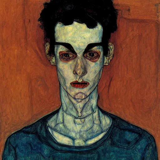 Image similar to portrait of a robot by egon schiele in the style of greg rutkowski