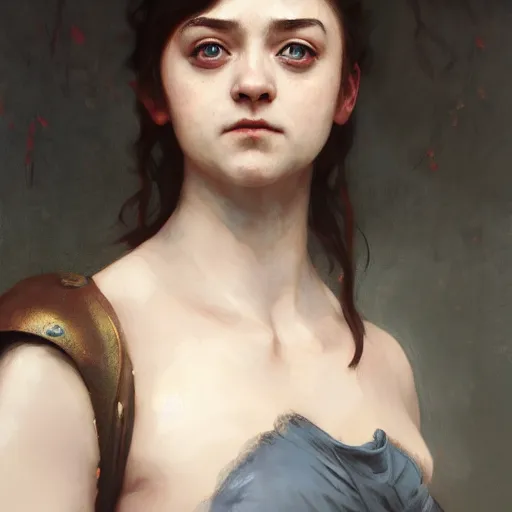 Image similar to arya stark as venus, masterpiece 4k digital illustration by Ruan Jia and Mandy Jurgens and Artgerm and william-adolphe bouguereau, highly detailed, trending on artstation, award winning,