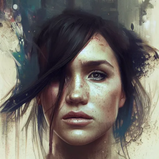 Image similar to megan markle, hyperrealistic portrait, bladerunner street, art of elysium by jeremy mann and alphonse mucha, fantasy art, photo realistic, dynamic lighting, artstation, poster, volumetric lighting, very detailed face, 4 k, award winning