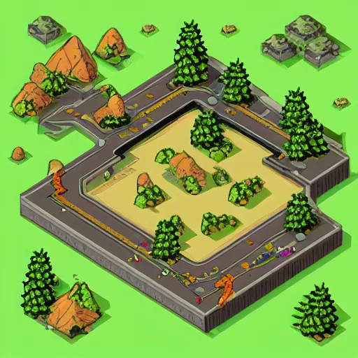 Prompt: isometric battlemap forest