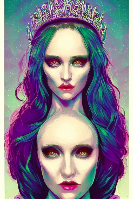 Image similar to portrait of jewel beautiful goth girl queen in the style of Rob Lefield and Dan Mumford , trending on artstation, digital art,surrealism ,macro,blueprint ,vaporwave ,