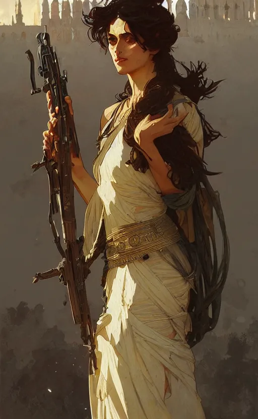 Image similar to a personification of the country syria, highly detailed, digital painting, artstation, concept art, sharp focus, illustration, art by greg rutkowski and alphonse mucha