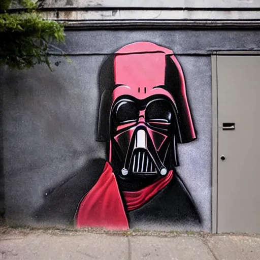 Image similar to banky street - art of darth vader kissing jar jar binks