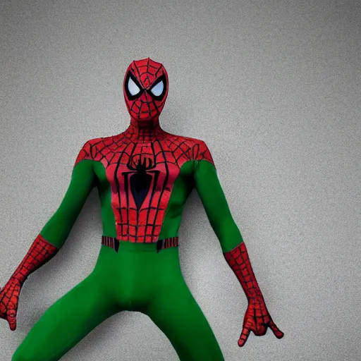 Prompt: spiderman with green and white costum