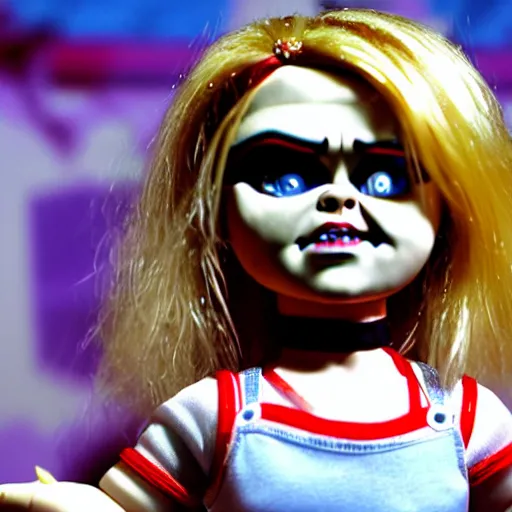 Prompt: the bride of chucky running for president