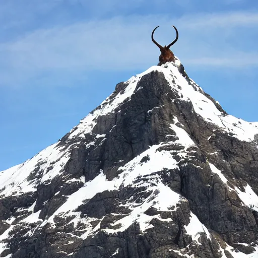 Prompt: swiss mountain peak that looks like a ibex