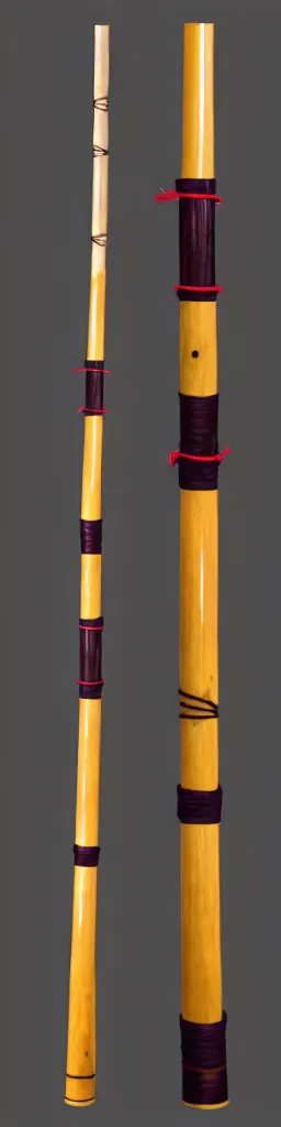 Prompt: single wooden long straight thin ninja fighting staff with oriental ornaments, weapon, highlight, vertical, centred, highly symmetric, sci - fi, fantasy, japan, dnd, close shot, bright uniform background, award winning, 8 k