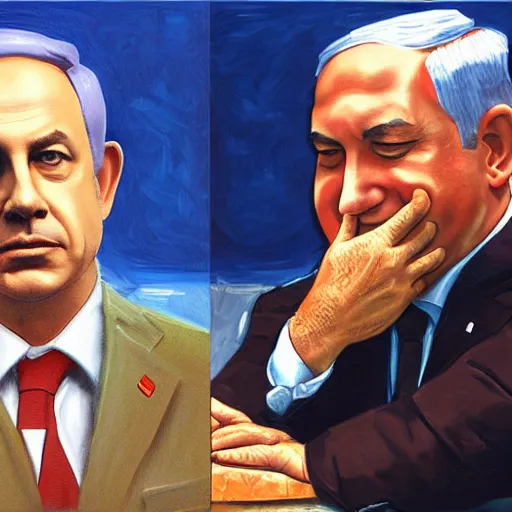 Prompt: Benjamin netanyahu as steve zissou, wes anderson, photorealistic, 8k, HD, oil painting