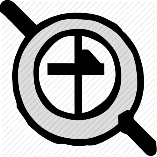 Prompt: magnifying glass icon, black and white only