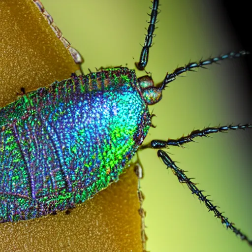 Image similar to macrophotography of iridiscent azaela lace bug