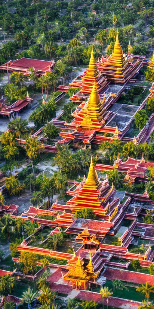 Image similar to beautiful!!!! Aerial photograph of the mandalay palace in the golden hour, Ultra-wide Angle, DSLR, cinematic!!!! lighting, 4k, award-winning