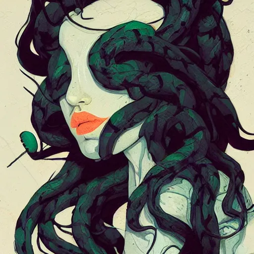 Image similar to The mix of Gorgon and Venom picture by Sachin Teng, asymmetrical, dark vibes, Realistic Painting , Organic painting, Matte Painting, geometric shapes, hard edges, graffiti, street art:2 by Sachin Teng:4