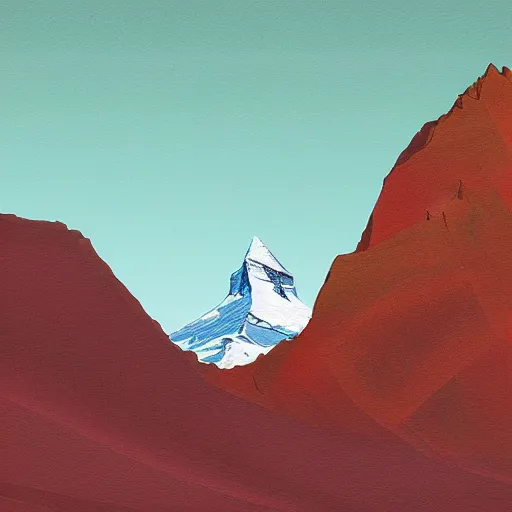 Image similar to mountain matterhorn made in bacon, digital art