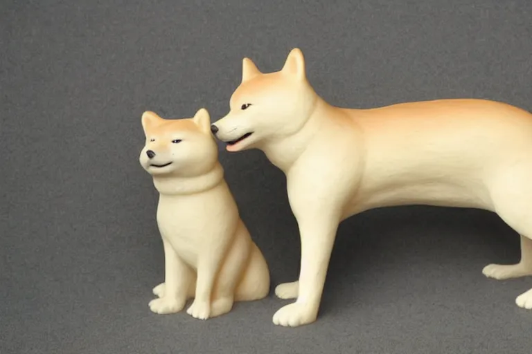 Image similar to a very beautiful intricately shaped organic sculpture carved from steamed buns depicting a shiba inu. studio lighting, high resolution, high quality, dark background