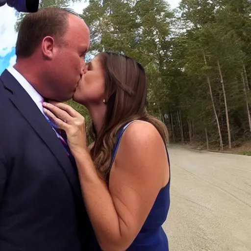 Image similar to gopro shot of alex jones smooching