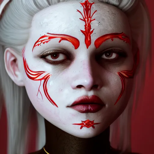 albino girl in a ornated armor pagan facepaint, | Stable Diffusion ...