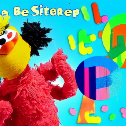 Image similar to a nightcore version of bert from sesame street