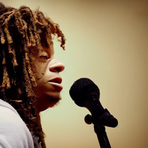 Prompt: cinematic still of Trippie Redd preaching at a Baptist Church in Rural Tennessee, close up, shallow depth of field, cinematic