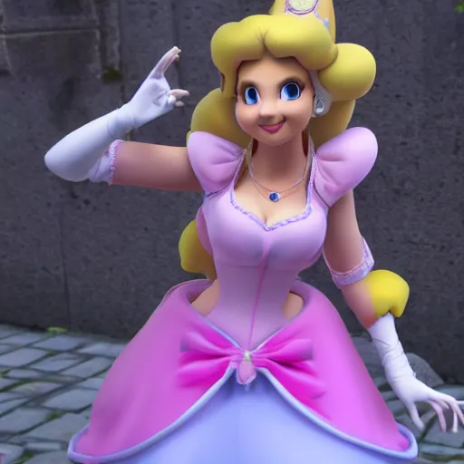 Prompt: photo of princess peach as a real life character posing, 8 k, ultra details