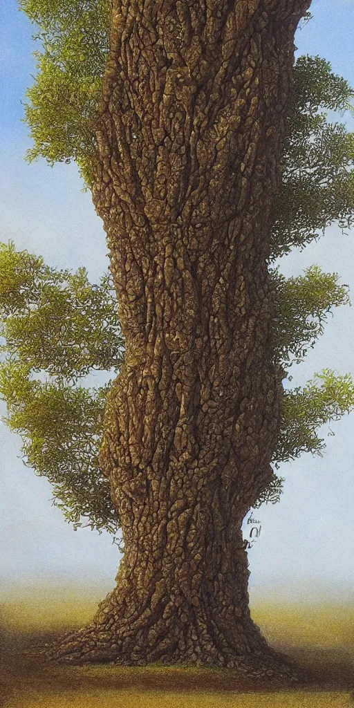 Image similar to artwork by john howe of a dibbess tree