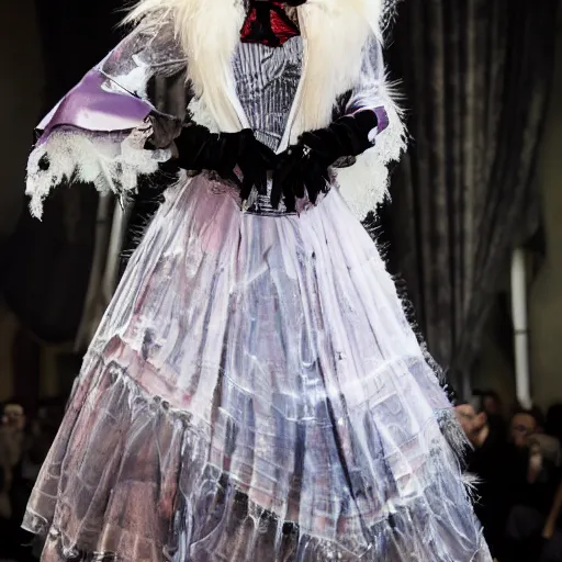 Prompt: vampire fashion show, eccentric looks, dramatic high resolution photograph