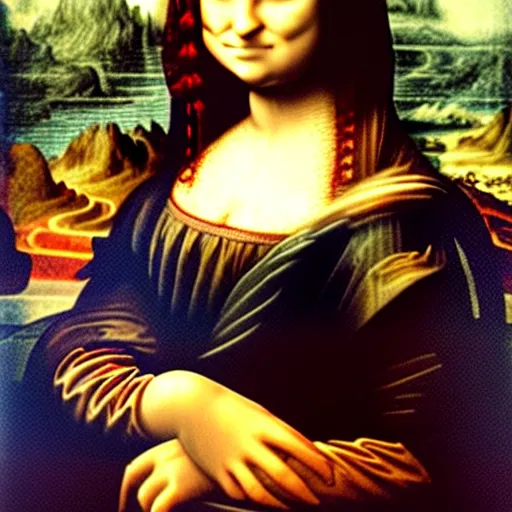 Prompt: mona lisa smelling something really bad and making a face