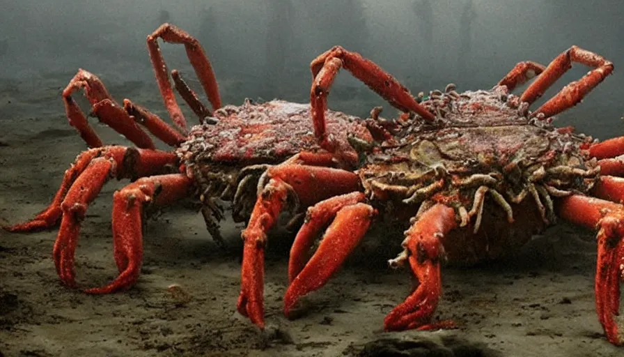 Image similar to big budget horror movie about giant mutant crabs.