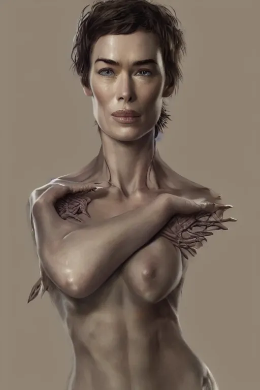 Image similar to lena headey, anatomy, only two hands, highly detailed, digital painting, artstation, concept art, smooth, sharp focus, illustration, unreal engine 5, 8 k, art by art by artgerm and greg rutkowski and edgar maxence