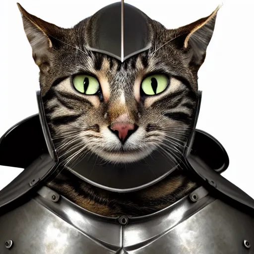 Prompt: a cat wearing armor like a knight, high quality render, studio lighting