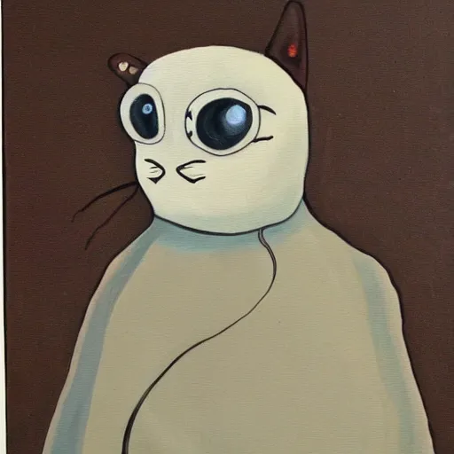 Prompt: a painting of a ghost cat in the style of jabberwick.