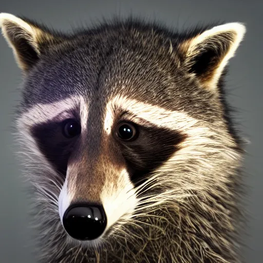 Prompt: a hyperrealistic octane render of a raccoon with a dslr camera for an eye, photorealism, unreal engine, dramatic lighting, volumetric lighting, uplighting